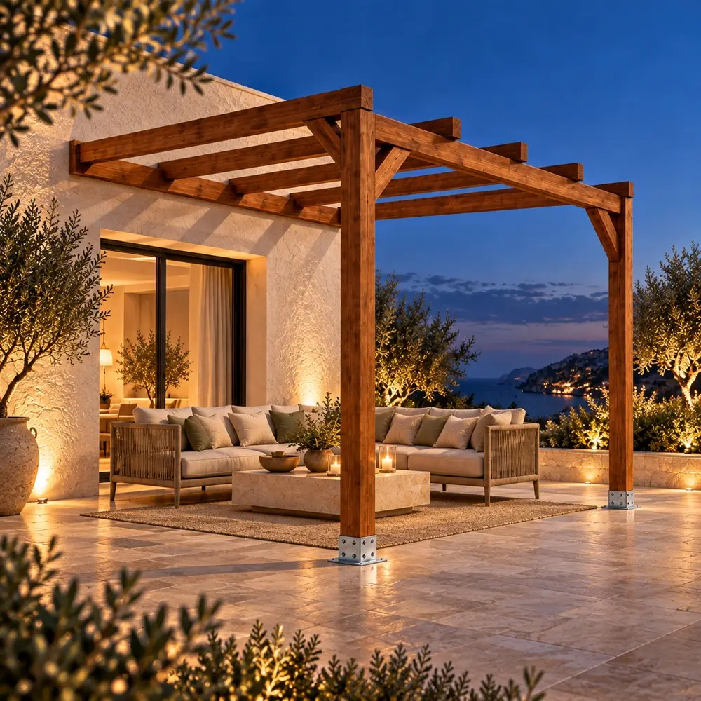 Pérgola madera 3x3 Anexada | Casetiva