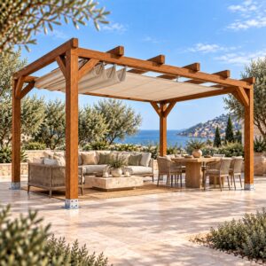 Pérgola Laminada 3x3 con Toldo Corredero | Casetiva