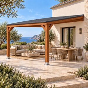 Pérgola madera 4x3 Techada Anexada | Casetiva
