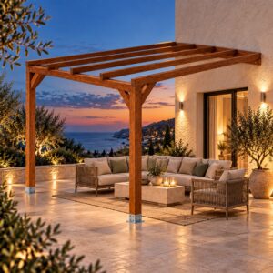 Pérgola madera 4x4 Anexada | Casetiva