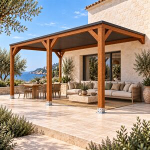 Pérgola madera 5x3 Techada Anexada | Casetiva