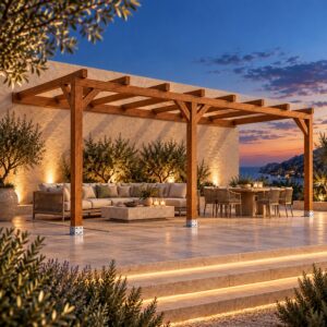 Pérgola madera 6x3 Anexada | Casetiva