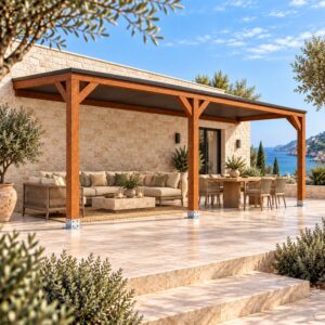 Pérgola madera 6x3 Techada Anexada | Casetiva