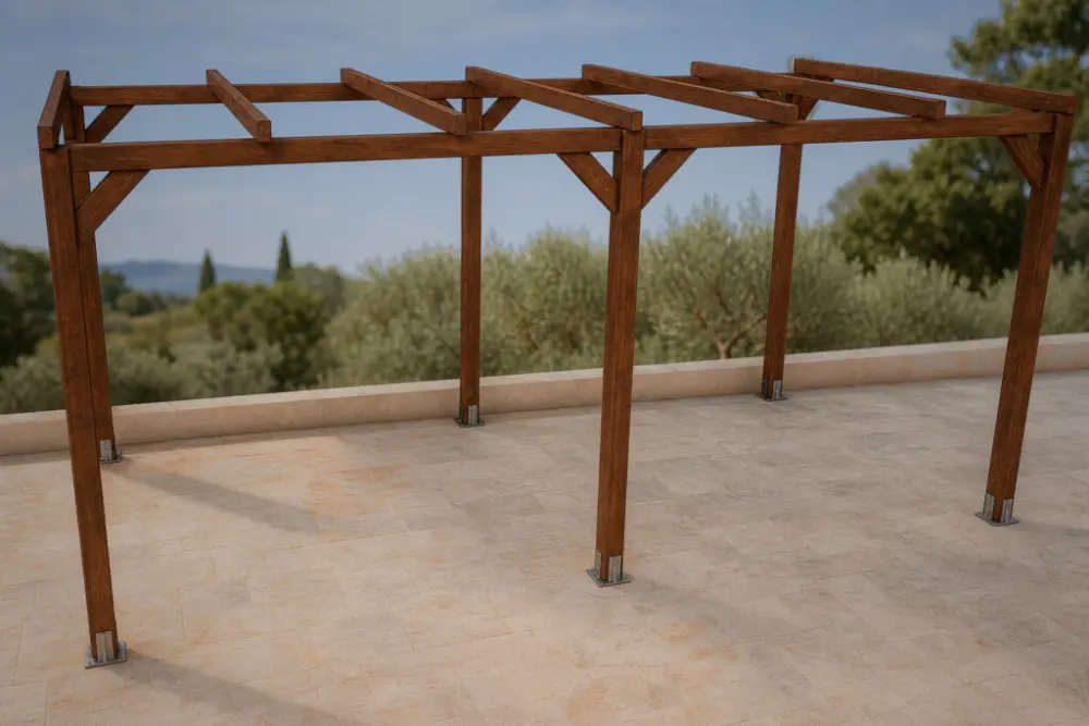 Pérgola madera laminada 6×3 autoportante | Casetiva